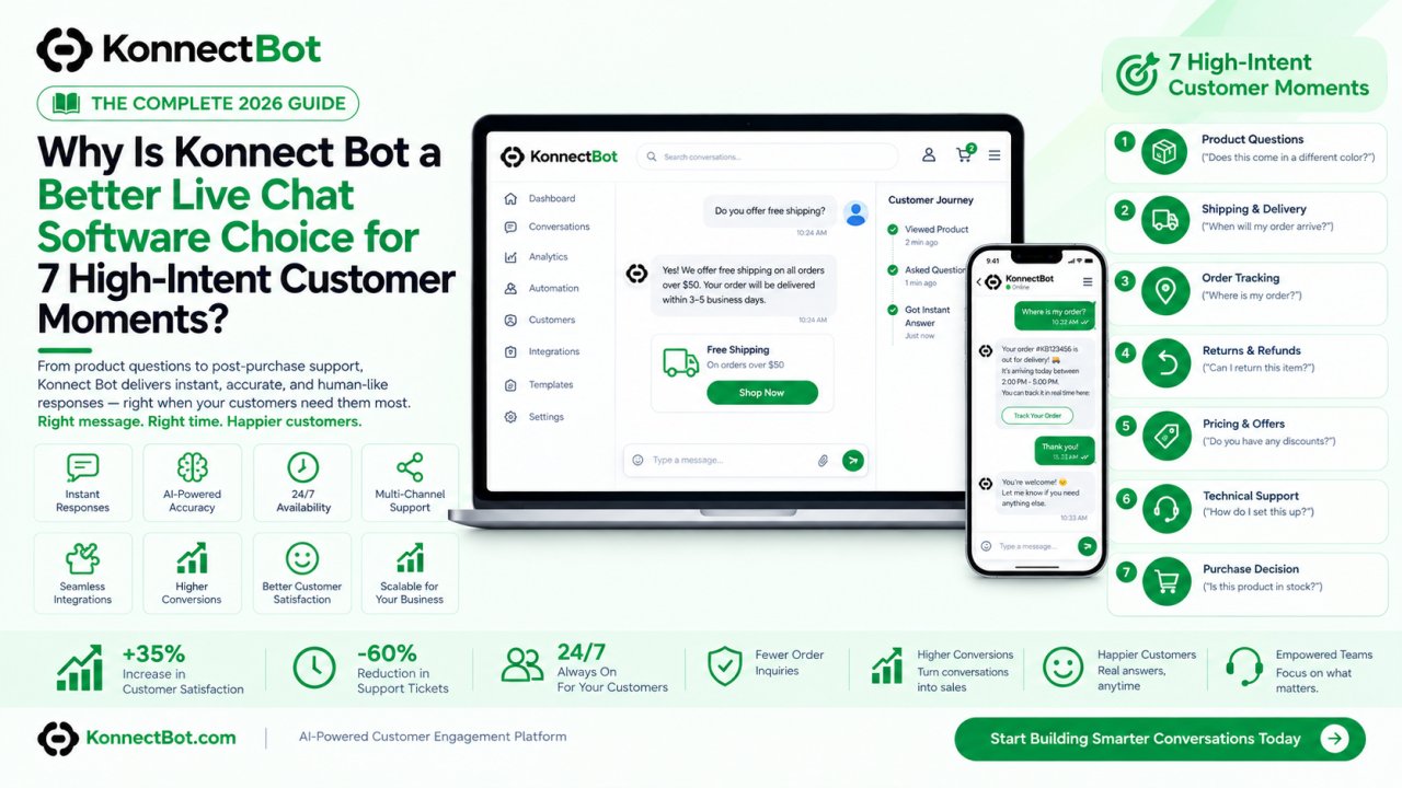 Why Is Konnect Bot a Better Live Chat Software Choice for 7 High-Intent Customer Moments?